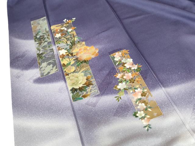 平和屋着物●漆工芸作家　金森一博　訪問着　短冊花文　暈し染め　金彩　正絹　逸品　DABH0806op