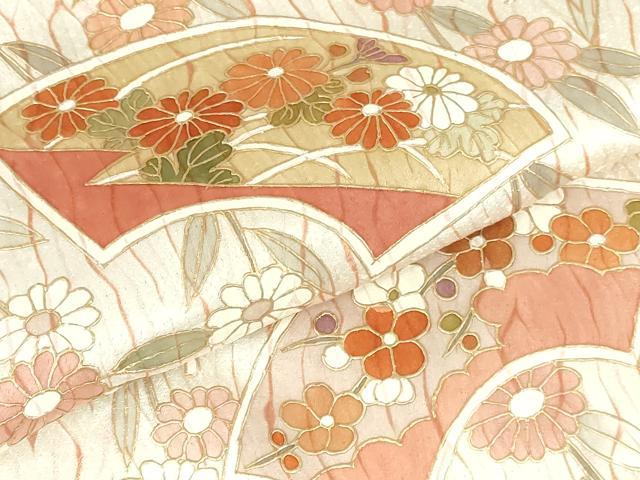 平和屋着物●訪問着　杢目絞り　地紙花文　金彩　正絹　逸品　DABH0809op
