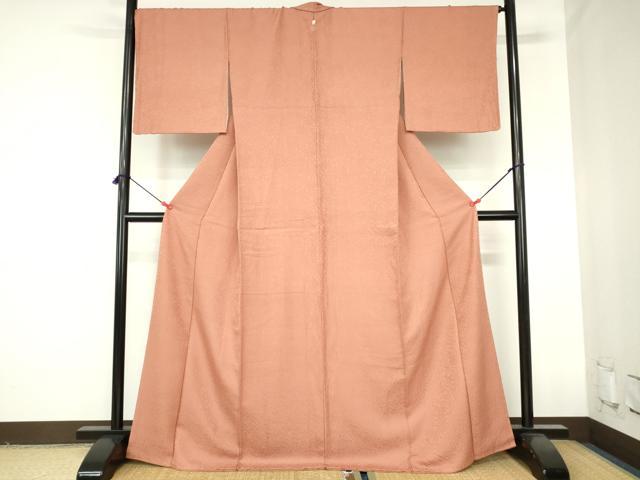 平和屋着物●上質な色無地　花唐草地紋　ときがら茶色　正絹　逸品　DABH0813op