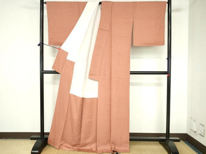 平和屋着物●上質な色無地　花唐草地紋　ときがら茶色　正絹　逸品　DABH0813op
