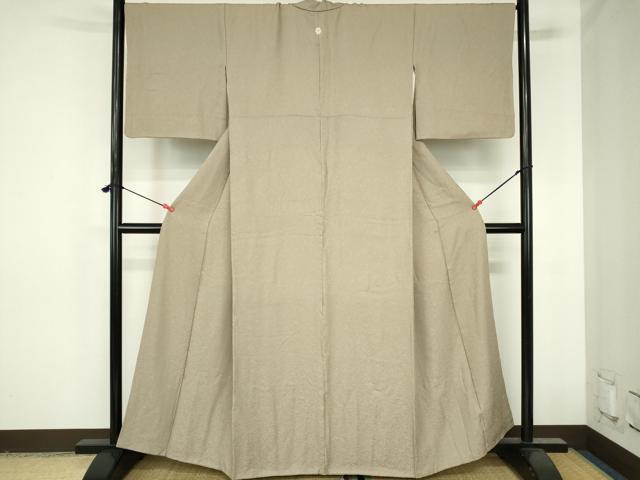 平和屋着物●上質な色無地　霞地紋　白橡色　正絹　逸品　DABH0815op