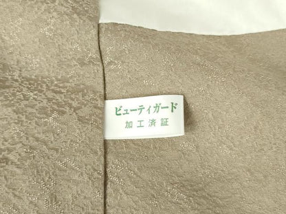 平和屋着物●上質な色無地　霞地紋　白橡色　正絹　逸品　DABH0815op