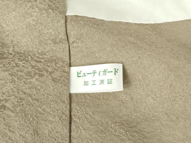 平和屋着物●上質な色無地　霞地紋　白橡色　正絹　逸品　DABH0815op