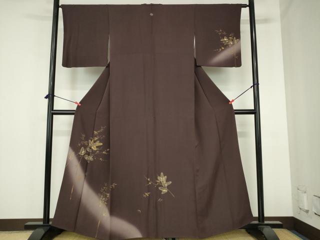 平和屋着物●訪問着　枝花　松葉文　暈し染め　金彩　正絹　逸品　DABH0816op