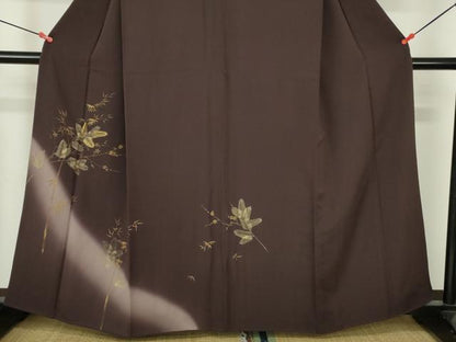 平和屋着物●訪問着　枝花　松葉文　暈し染め　金彩　正絹　逸品　DABH0816op