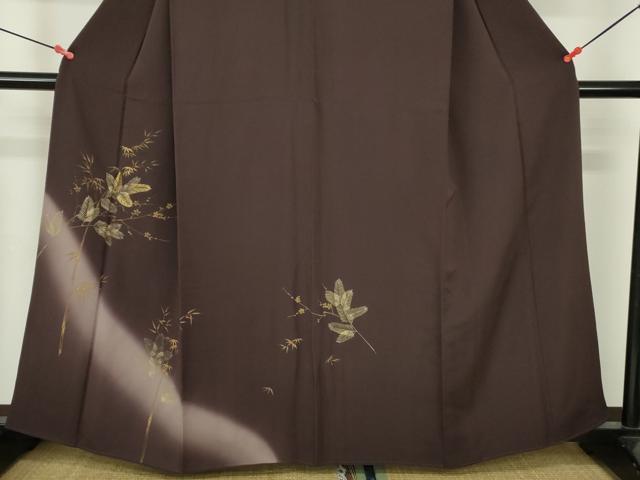 平和屋着物●訪問着　枝花　松葉文　暈し染め　金彩　正絹　逸品　DABH0816op
