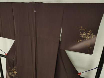 平和屋着物●訪問着　枝花　松葉文　暈し染め　金彩　正絹　逸品　DABH0816op