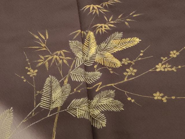 平和屋着物●訪問着　枝花　松葉文　暈し染め　金彩　正絹　逸品　DABH0816op