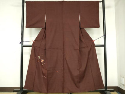 平和屋着物●訪問着　紬地　駒刺繍　総刺繍　童子遊び　正絹　逸品　DABH0817op
