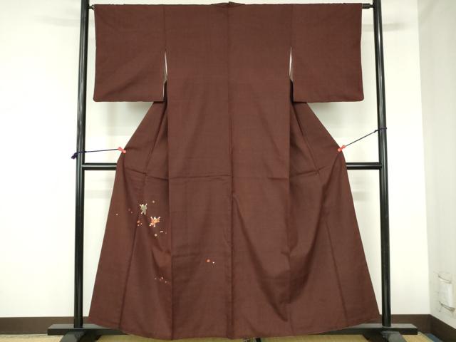 平和屋着物●訪問着　紬地　駒刺繍　総刺繍　童子遊び　正絹　逸品　DABH0817op
