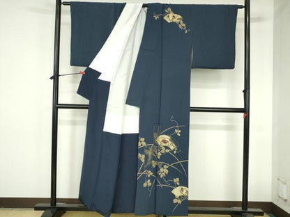 平和屋着物●訪問着　竹屋町刺繍　地紙花鳥文　金彩　正絹　逸品　DABH0820op