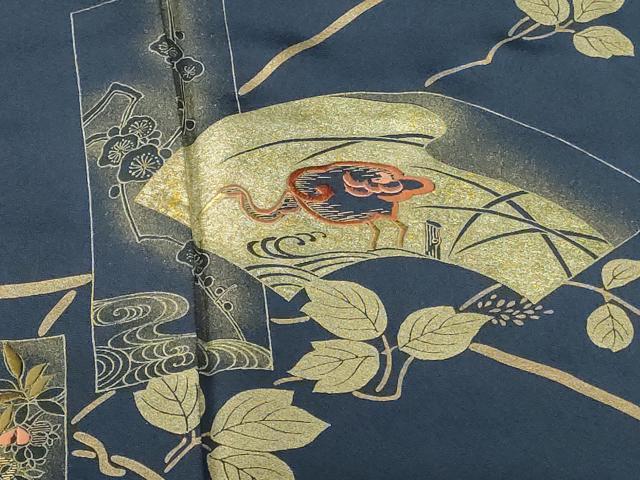 平和屋着物●訪問着　竹屋町刺繍　地紙花鳥文　金彩　正絹　逸品　DABH0820op