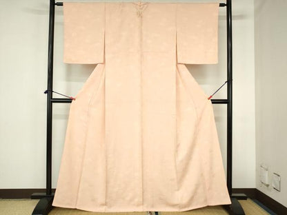 平和屋着物●上質な色無地　菊地紋　赤香色　正絹　逸品　DABH0823op