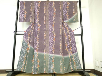 平和屋着物●訪問着　舞蝶花間道　暈し染め　金彩　鬼しぼ縮緬　胴抜き仕立て　正絹　逸品　DABH0825op