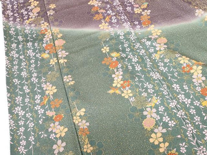 平和屋着物●訪問着　舞蝶花間道　暈し染め　金彩　鬼しぼ縮緬　胴抜き仕立て　正絹　逸品　DABH0825op