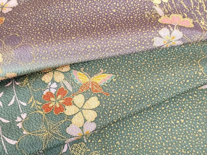 平和屋着物●訪問着　舞蝶花間道　暈し染め　金彩　鬼しぼ縮緬　胴抜き仕立て　正絹　逸品　DABH0825op
