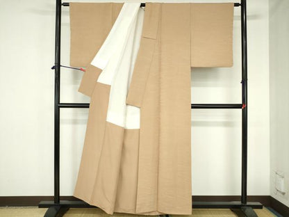 平和屋着物●上質な色無地　流水地紋　雄黄色　正絹　逸品　DABH0826op