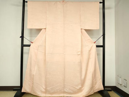 平和屋着物●上質な色無地　立波飛鳥地紋　肉色　正絹　逸品　DABH0827op