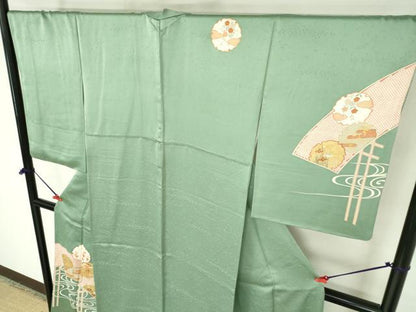 平和屋着物●銀座きしや　訪問着　駒刺繍　流水雪輪花文　金彩　正絹　逸品　DABH0837op