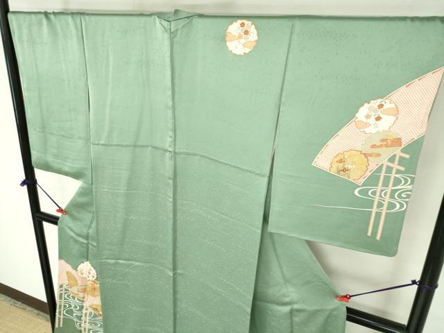 平和屋着物●銀座きしや　訪問着　駒刺繍　流水雪輪花文　金彩　正絹　逸品　DABH0837op