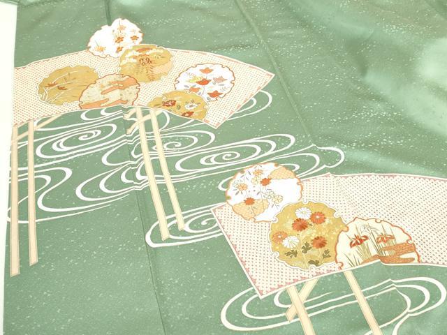 平和屋着物●銀座きしや　訪問着　駒刺繍　流水雪輪花文　金彩　正絹　逸品　DABH0837op