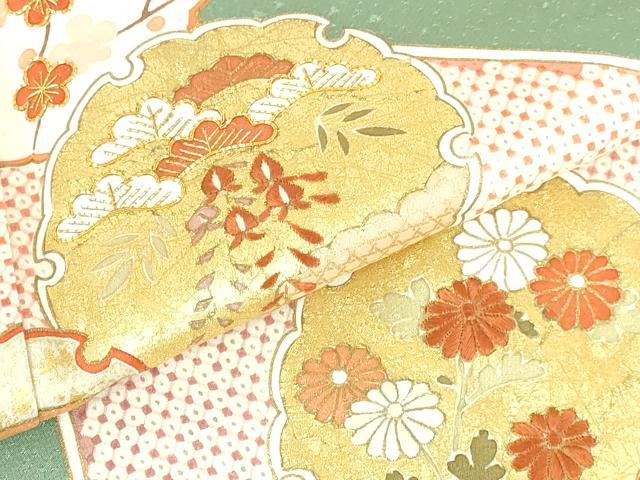 平和屋着物●銀座きしや　訪問着　駒刺繍　流水雪輪花文　金彩　正絹　逸品　DABH0837op