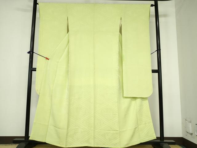 平和屋着物●豪華振袖　鳳凰桐花菱地紋　若苗色　正絹　逸品　DABH0841op