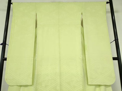 平和屋着物●豪華振袖　鳳凰桐花菱地紋　若苗色　正絹　逸品　DABH0841op