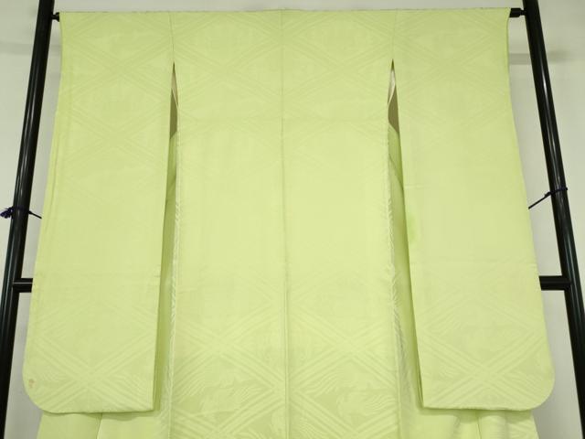 平和屋着物●豪華振袖　鳳凰桐花菱地紋　若苗色　正絹　逸品　DABH0841op