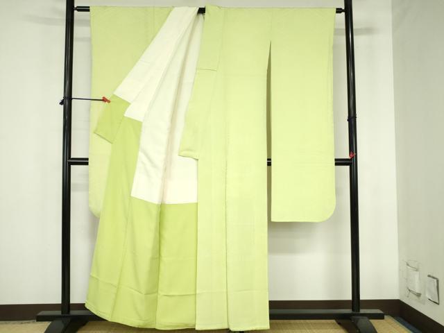 平和屋着物●豪華振袖　鳳凰桐花菱地紋　若苗色　正絹　逸品　DABH0841op