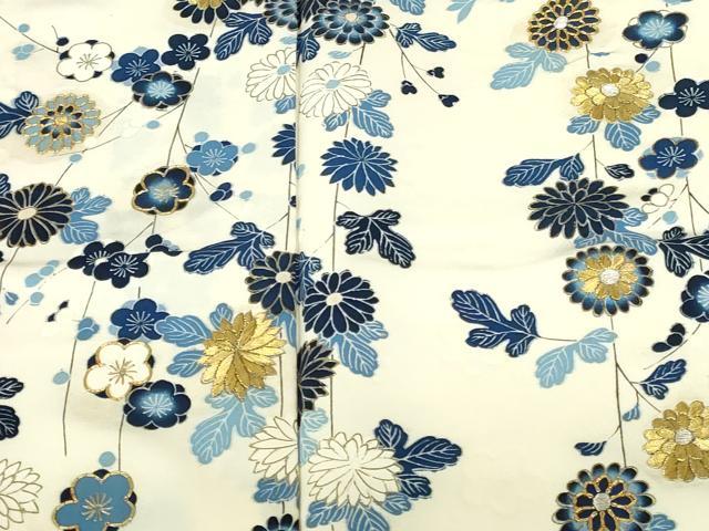 平和屋着物●訪問着　駒刺繍　藍　枝垂れ花　金彩　正絹　逸品　DABH0842op