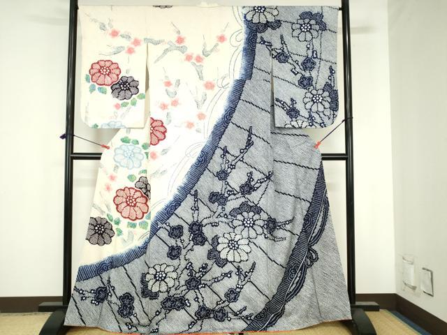平和屋着物●訪問着　総絞り　舞花　枝梅　正絹　逸品　DABH0843op