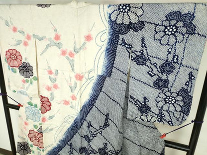 平和屋着物●訪問着　総絞り　舞花　枝梅　正絹　逸品　DABH0843op