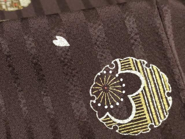 平和屋着物●京友禅作家　岡部睦美　小紋　舞桜　雪輪花文　金銀彩　反端付き　正絹　逸品　未使用　DABH0846op