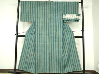 平和屋着物●上質な紬　四季の色　民芸織　間道　反端付き　正絹　逸品　DABH0847op
