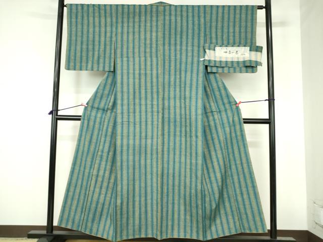 平和屋着物●上質な紬　四季の色　民芸織　間道　反端付き　正絹　逸品　DABH0847op
