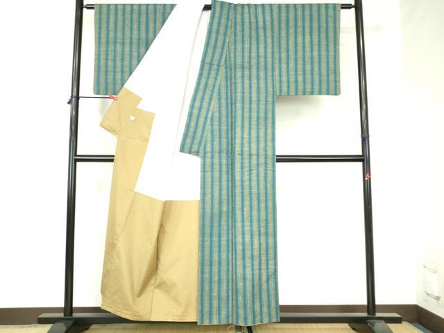 平和屋着物●上質な紬　四季の色　民芸織　間道　反端付き　正絹　逸品　DABH0847op