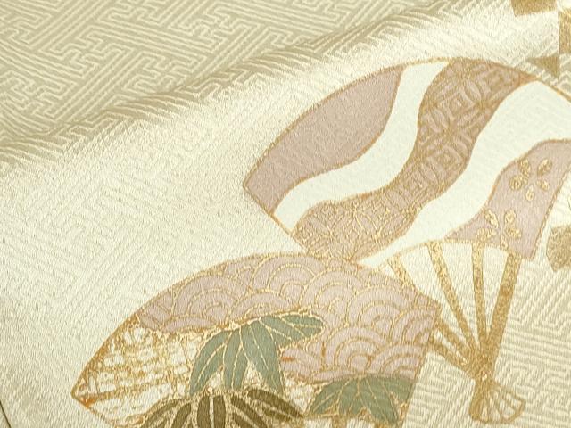 平和屋着物●訪問着　扇面花文　暈し染め　金彩　反端付き　正絹　逸品　DABH0850op