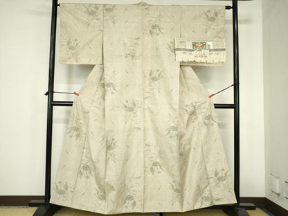 平和屋着物●本場大島紬　白大島　9マルキ　総絣　草花　証紙付き　正絹　逸品　DABH0851op