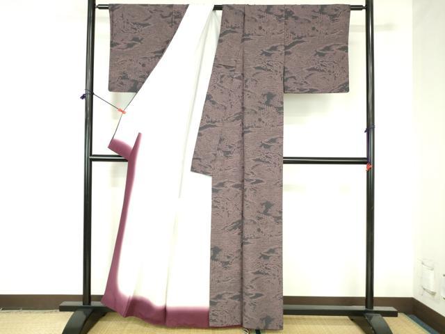 平和屋着物●伝統工芸師　服部光擴　江戸小紋　風景文　堅牢草木染　反端付き　正絹　逸品　DABH0852op