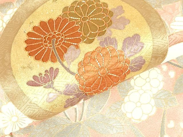 平和屋着物●訪問着　駒刺繍　草花丸文　暈し染め　金彩　正絹　逸品　DABH0855op
