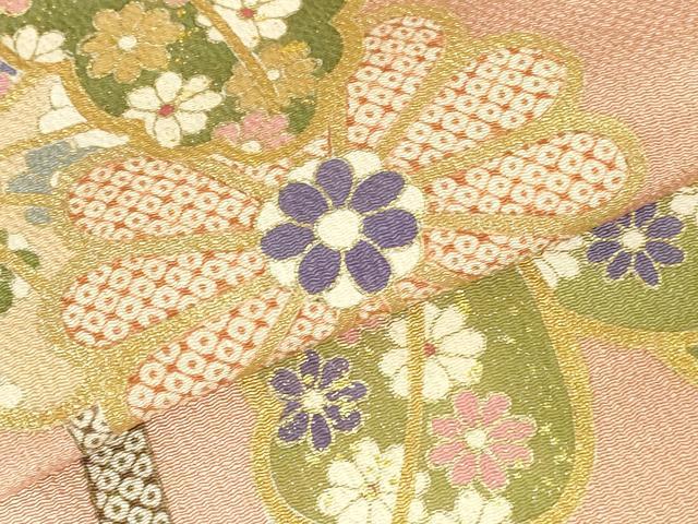 平和屋着物●訪問着　草花　暈し染め　金彩　鬼しぼ縮緬　ロング丈　正絹　逸品　DABH0856op