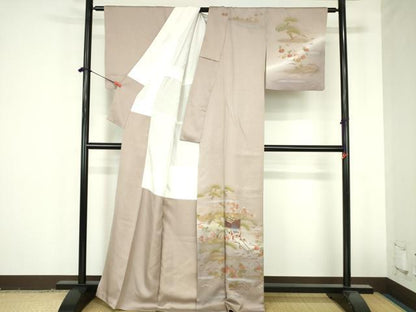 平和屋着物●訪問着　御所車花松文　暈し染め　金彩　正絹　逸品　DABH0858op