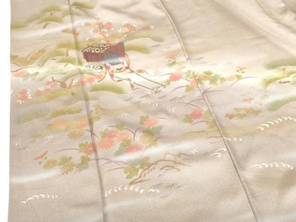 平和屋着物●訪問着　御所車花松文　暈し染め　金彩　正絹　逸品　DABH0858op