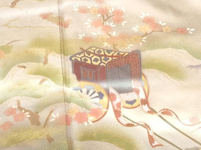 平和屋着物●訪問着　御所車花松文　暈し染め　金彩　正絹　逸品　DABH0858op