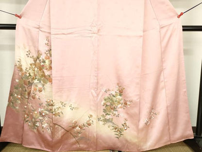 平和屋着物●訪問着　地紙流水花文　暈し染め　金彩　正絹　逸品　DABH0860op