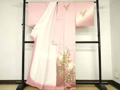 平和屋着物●訪問着　地紙流水花文　暈し染め　金彩　正絹　逸品　DABH0860op