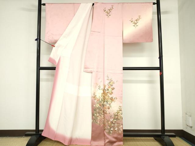 平和屋着物●訪問着　地紙流水花文　暈し染め　金彩　正絹　逸品　DABH0860op