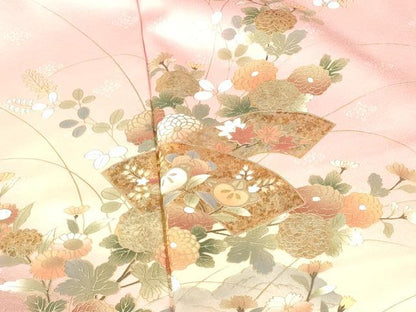 平和屋着物●訪問着　地紙流水花文　暈し染め　金彩　正絹　逸品　DABH0860op