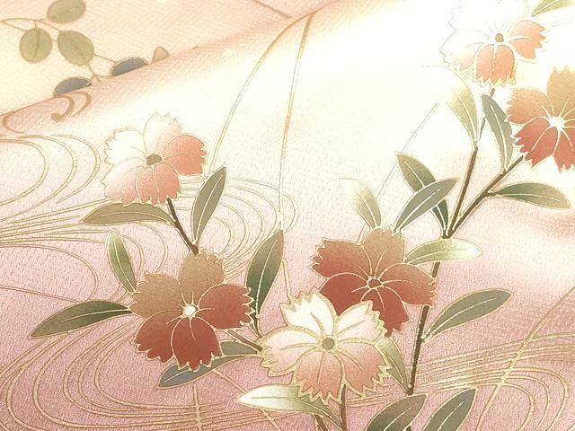 平和屋着物●訪問着　地紙流水花文　暈し染め　金彩　正絹　逸品　DABH0860op